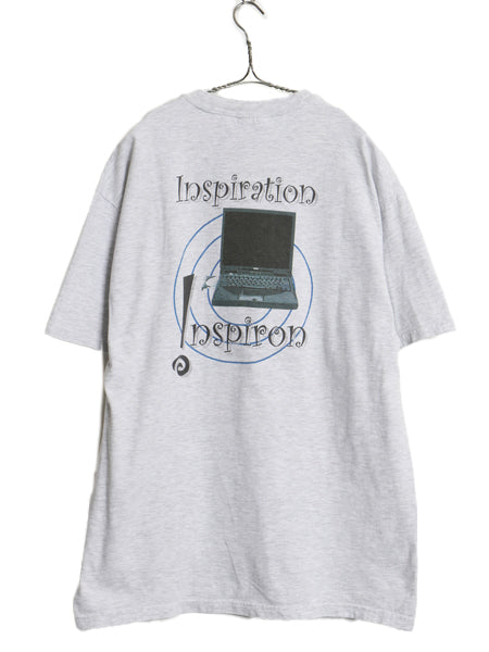 00s ★ DELL イラスト プリント Tシャツ メンズ L 古着 オールド 企業物 当時物 グラフィック ロゴ コンピューター 霜降り グレー ヘインズ