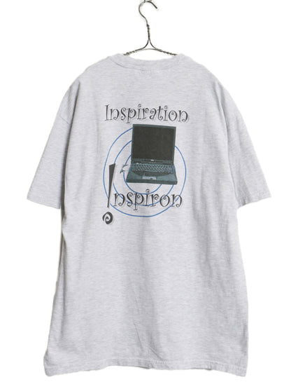 00s ★ DELL イラスト プリント Tシャツ メンズ L 古着 オールド 企業物 当時物 グラフィック ロゴ コンピューター 霜降り グレー ヘインズ