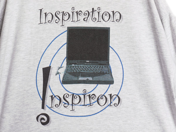00s ★ DELL イラスト プリント Tシャツ メンズ L 古着 オールド 企業物 当時物 グラフィック ロゴ コンピューター 霜降り グレー ヘインズ