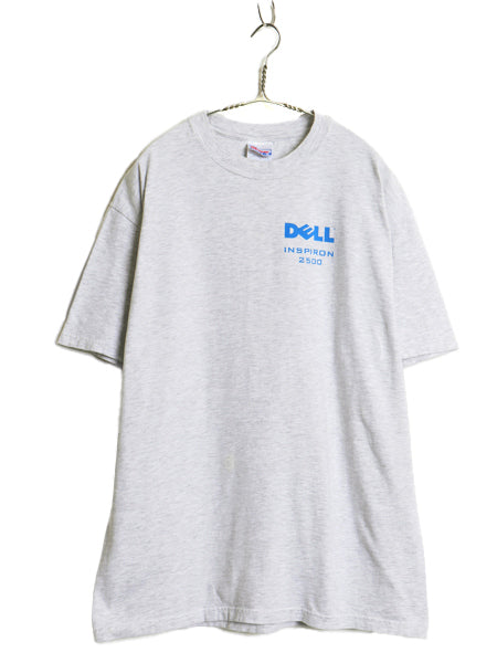 00s ★ DELL イラスト プリント Tシャツ メンズ L 古着 オールド 企業物 当時物 グラフィック ロゴ コンピューター 霜降り グレー ヘインズ