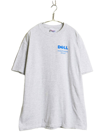 00s ★ DELL イラスト プリント Tシャツ メンズ L 古着 オールド 企業物 当時物 グラフィック ロゴ コンピューター 霜降り グレー ヘインズ