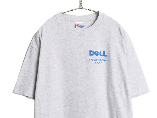 00s ★ DELL イラスト プリント Tシャツ メンズ L 古着 オールド 企業物 当時物 グラフィック ロゴ コンピューター 霜降り グレー ヘインズ