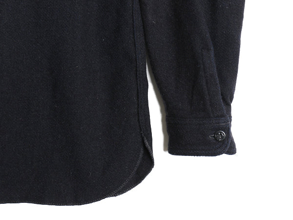 50s USA製 ウールリッチ CPO ウール シャツ メンズ L ヴィンテージ 黒タグ ヘビーウェイト ジャケット 長袖シャツ アンカーボタン 無地 紺