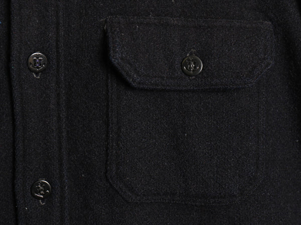 50s USA製 ウールリッチ CPO ウール シャツ メンズ L ヴィンテージ 黒タグ ヘビーウェイト ジャケット 長袖シャツ アンカーボタン 無地 紺