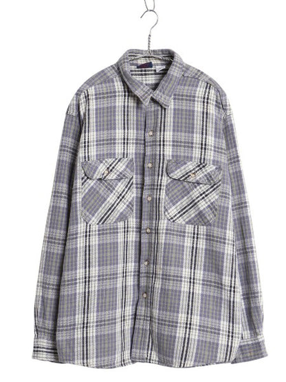 90s DAKOTA チェック 長袖 ヘビー フランネル シャツ メンズ XL 古着 オールド ファイブブラザー ネルシャツ ヘビーウェイト 大きいサイズ