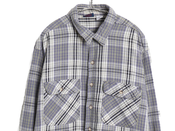 90s DAKOTA チェック 長袖 ヘビー フランネル シャツ メンズ XL 古着 オールド ファイブブラザー ネルシャツ ヘビーウェイト 大きいサイズ