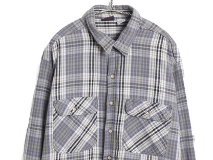 90s DAKOTA チェック 長袖 ヘビー フランネル シャツ メンズ XL 古着 オールド ファイブブラザー ネルシャツ ヘビーウェイト 大きいサイズ