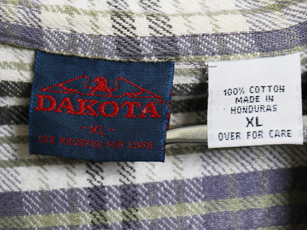 90s DAKOTA チェック 長袖 ヘビー フランネル シャツ メンズ XL 古着 オールド ファイブブラザー ネルシャツ ヘビーウェイト 大きいサイズ