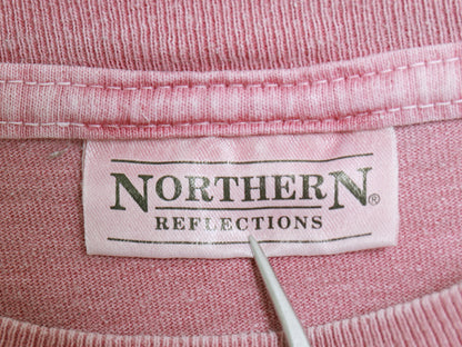 90s Northern Reflections イラスト プリント Tシャツ メンズ XL 程 オールド アウトドア ブーツ アート シングルステッチ 大きいサイズ 赤