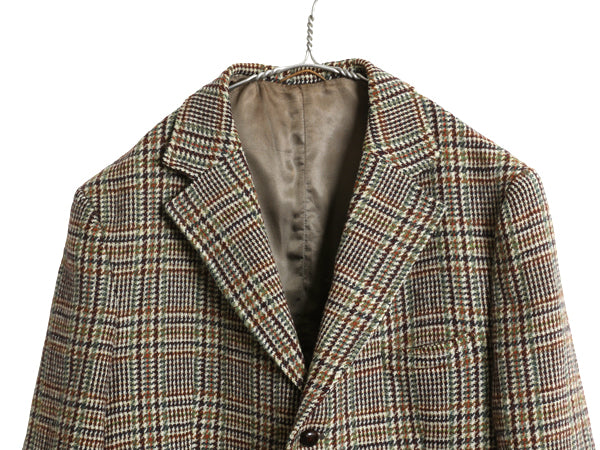 70s DUNN&Co ハリスツイード テーラード ジャケット メンズ XL 古着 旧タグ ヴィンテージ ブレザー ダン社 イギリス製 ヘビーウェイト 厚手