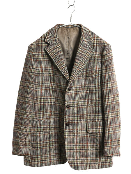 70s DUNN&Co ハリスツイード テーラード ジャケット メンズ XL 古着 旧タグ ヴィンテージ ブレザー ダン社 イギリス製 ヘビーウェイト 厚手