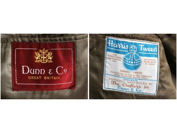 70s DUNN&Co ハリスツイード テーラード ジャケット メンズ XL 古着 旧タグ ヴィンテージ ブレザー ダン社 イギリス製 ヘビーウェイト 厚手