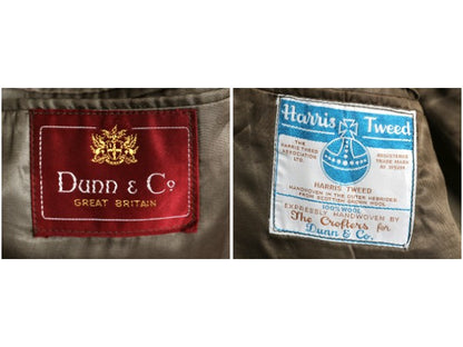 70s DUNN&Co ハリスツイード テーラード ジャケット メンズ XL 古着 旧タグ ヴィンテージ ブレザー ダン社 イギリス製 ヘビーウェイト 厚手