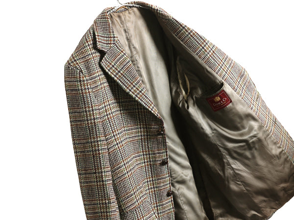 70s DUNN&Co ハリスツイード テーラード ジャケット メンズ XL 古着 旧タグ ヴィンテージ ブレザー ダン社 イギリス製 ヘビーウェイト 厚手