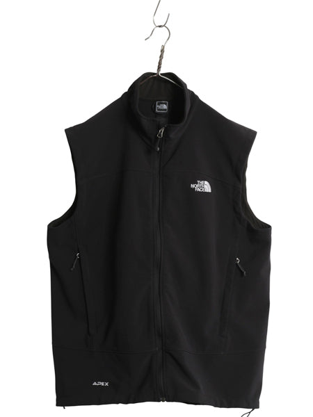 US企画 ノースフェイス APEX ソフトシェル ベスト メンズ XL 古着 裏 フリース フルジップ ストレッチ ハイネック 重ね着 大きいサイズ 黒