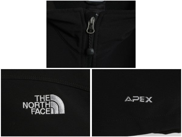 US企画 ノースフェイス APEX ソフトシェル ベスト メンズ XL 古着 裏 フリース フルジップ ストレッチ ハイネック 重ね着 大きいサイズ 黒