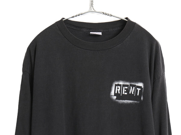 00s RENT 両面 プリント 長袖 Tシャツ メンズ L / 古着 オールド ロンT ロングスリーブ ヘビーウェイト カットソー ミュージカル 当時物 黒