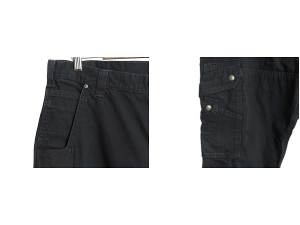 US企画 カーハート ダブルニー カーゴ パンツ メンズ 36 30 古着 ワーク ペインター リップストップ コットン リラックス フィット 廃盤 黒
