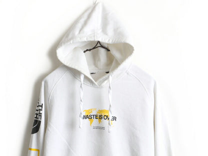 日本未発売 ■ ノースフェイス 袖 プリント スウェット フード パーカー ( メンズ S 程) 古着 The North Face ナショナルジオグラフィック