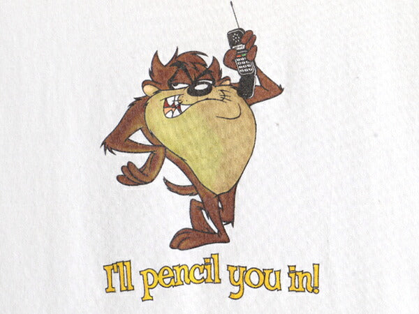 90s ■ ワーナー タズマニアンデビル プリント 半袖 Tシャツ ( メンズ レディース M ) 古着 90年代 ルーニー テューンズ キャラクター 白