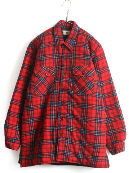 90s ■ NORTHWEST TERRITORY 中綿 キルティング ライナー付き チェック 長袖 フランネル シャツ ( メンズ L )古着 90年代 シャツジャケット
