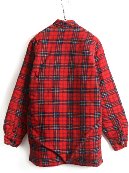 90s ■ NORTHWEST TERRITORY 中綿 キルティング ライナー付き チェック 長袖 フランネル シャツ ( メンズ L )古着 90年代 シャツジャケット