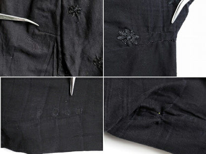 ☆ 長袖 刺繍 ワンピース チュニック ワンピ ( レディース S 程 ) 古着 黒 ひざ下丈 ロング丈 ビンテージ 花柄チュニック 花柄刺? 花柄