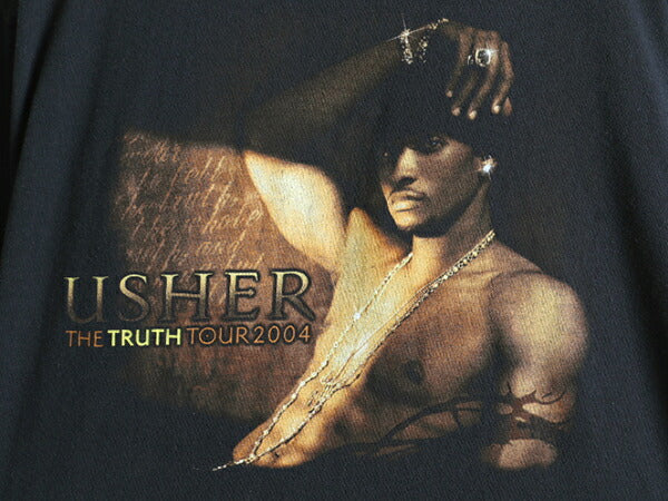00s 大きいサイズ XL ★ USHER 2004 ツアー 両面 プリント 半袖 Tシャツ ( メンズ ) 古着 アッシャー オールド R&B ヒップホップ ラップ