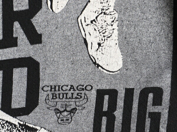 パキ綿 80s ビンテージ ★ NBA シカゴ ブルズ マイケル ジョーダン プリント 半袖 Tシャツ ( メンズ L 程) 古着 バスケ MICHAEL JORDAN 黒