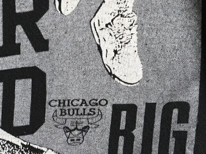 パキ綿 80s ビンテージ ★ NBA シカゴ ブルズ マイケル ジョーダン プリント 半袖 Tシャツ ( メンズ L 程) 古着 バスケ MICHAEL JORDAN 黒