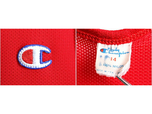 80s USA製 ■ チャンピオン カレッジ プリント メッシュ タンクトップ ( 14 レディース L メンズ M 程) 古着 80年代 Champion ビンテージ