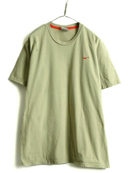 00s オールド 大きいサイズ XL ■ NIKE ナイキ スモール スウォッシュ ロゴ刺繍 半袖 Tシャツ ( メンズ ) 古着  ロゴT ワンポイント 00年代