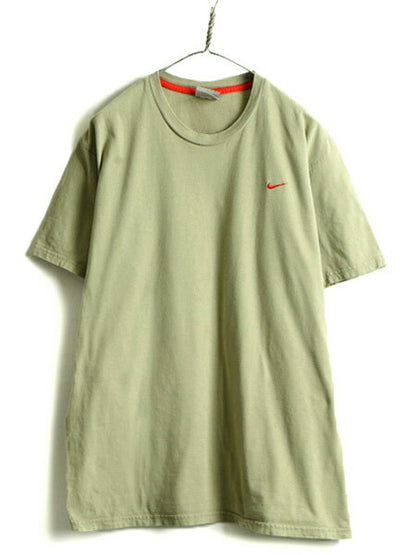 00s オールド 大きいサイズ XL ■ NIKE ナイキ スモール スウォッシュ ロゴ刺繍 半袖 Tシャツ ( メンズ ) 古着  ロゴT ワンポイント 00年代