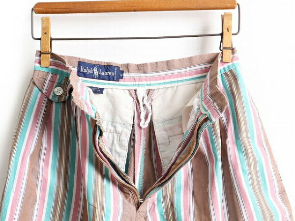 キッズ 80s ビンテージ ☆ ラルフローレン ストライプ コットン ショートパンツ ( 6 レディース  XXS 程 ) 古着 80年代 ショーツ POLO ポロ