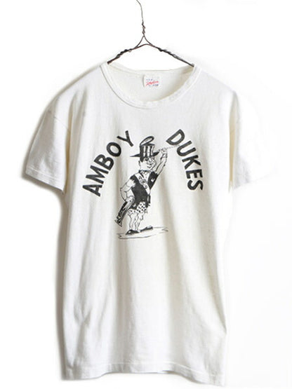 60s ビンテージ ★ The Amboy Dukes プリント 半袖 Tシャツ ( M 小さめ メンズ S 程) 古着 60年代 シングルステッチ バンド ロック 白 白T