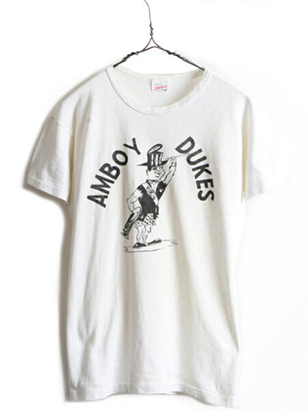 60s ビンテージ ★ The Amboy Dukes プリント 半袖 Tシャツ ( M 小さめ メンズ S 程) 古着 60年代 シングルステッチ バンド ロック 白 白T