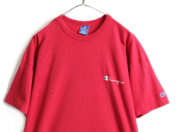 90s USA製 大きいサイズ XXL ■ チャンピオン 100% コットン ワンポイント プリント 半袖 Tシャツ ( メンズ ) 古着 90年代 Champion 目あり