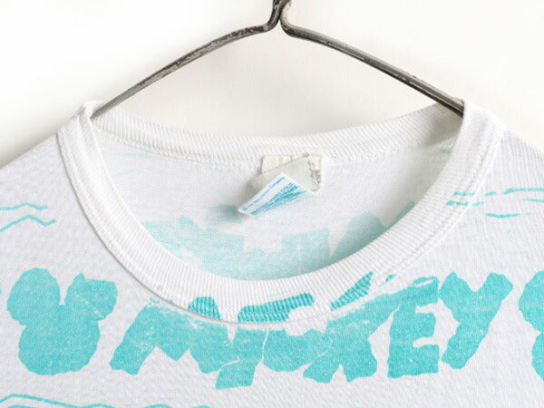 90s USA製 ■ ディズニー オフィシャル ミッキー マウス 総柄 プリント 半袖 Tシャツ ( メンズ レディース XL 程)古着 90年代 キャラクター