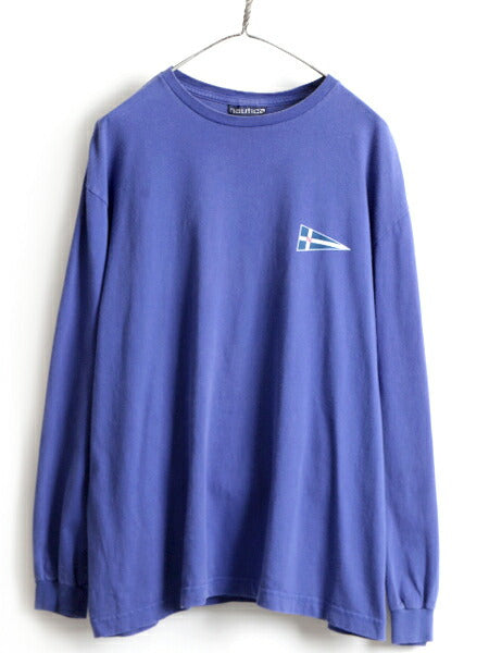 90s USA製 オールド ■ ノーティカ 両面 プリント 長袖 Tシャツ ( メンズ L )古着 90年代 アメリカ製 NAUTICA ロンT ロゴTシャツ プリントT