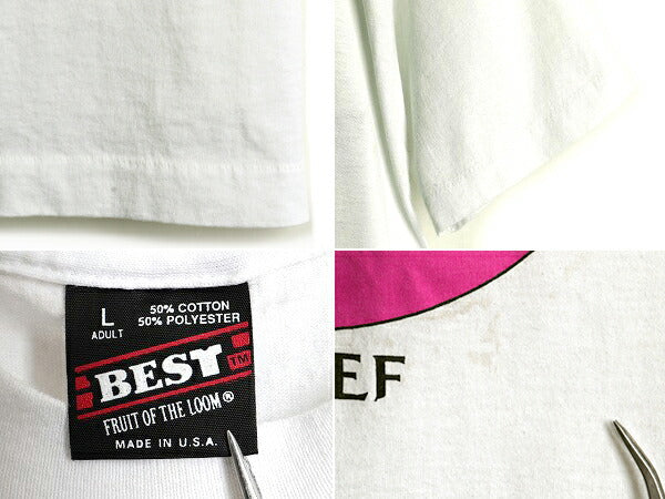 90s オールド USA製 ■ ジョーク プリント 半袖 Tシャツ ( メンズ レディース L ) 古着 90年代 プリントTシャツ シングルステッチ 白 白T