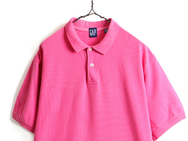 90s ■ OLD GAP オールド ギャップ 鹿の子 半袖 ポロシャツ ( メンズ L ) 古着 90年代 半袖シャツ ビッグシルエット 旧タグ 無地 ピンク