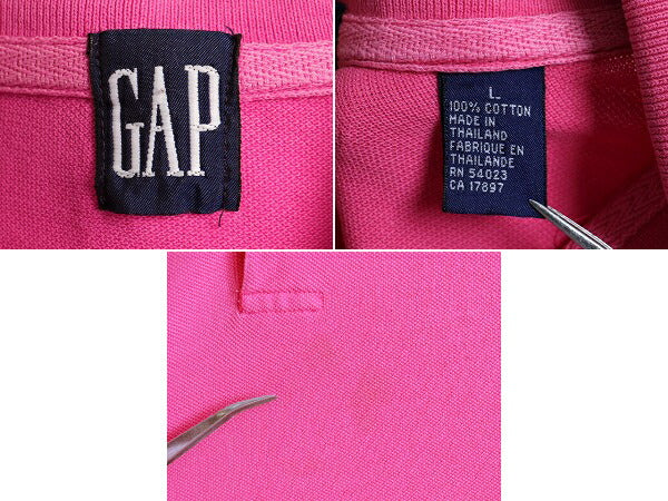 90s ■ OLD GAP オールド ギャップ 鹿の子 半袖 ポロシャツ ( メンズ L ) 古着 90年代 半袖シャツ ビッグシルエット 旧タグ 無地 ピンク