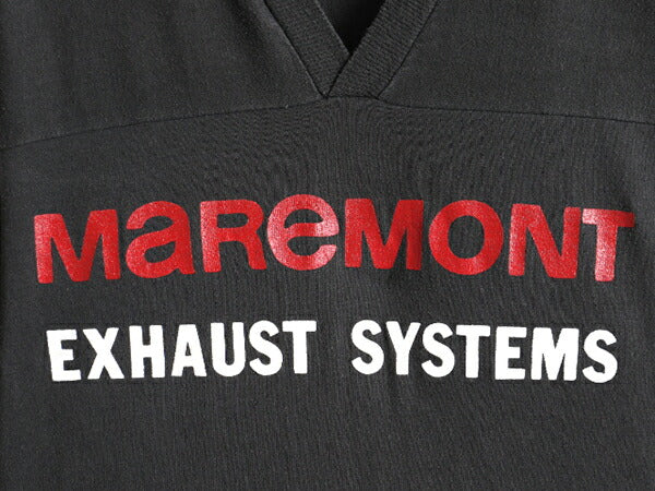 80s 人気 モノトーン ■ 企業 ロゴ プリント Vネック 半袖 フットボール Tシャツ ( メンズ M 程) 古着 80年代 ビンテージ プリントTシャツ