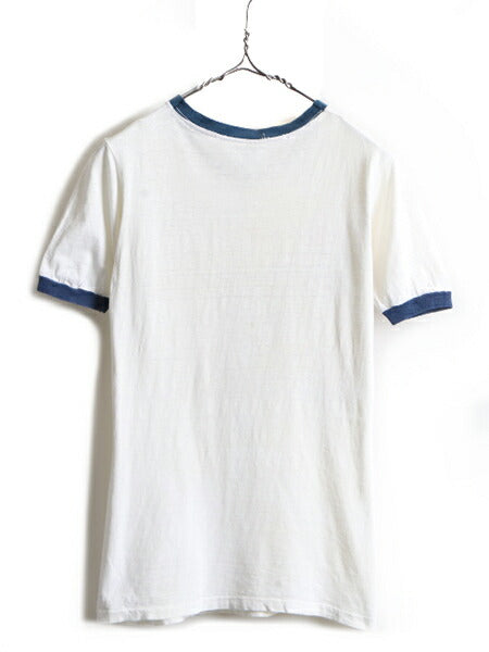 70s ビンテージ ■ カレッジ キャラクター プリント 半袖 リンガー Tシャツ ( メンズ レディース S 程) 古着 70年代 マスコット プリントT