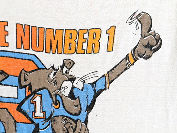 70s ビンテージ ■ カレッジ キャラクター プリント 半袖 リンガー Tシャツ ( メンズ レディース S 程) 古着 70年代 マスコット プリントT