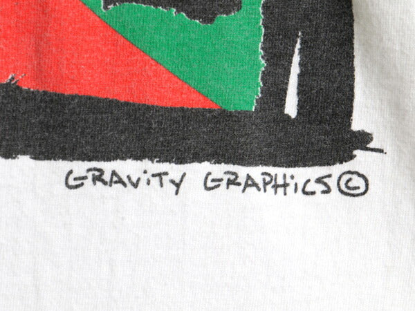 90s GRAVITY GRAPHICS ジャマイカ ラスタカラー アート プリント 半袖 Tシャツ (L)