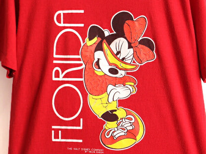 70s 80s USA製 ■ ディズニー オフィシャル ミニーマウス プリント 半袖 Tシャツ ( レディース M メンズ S ) 古着 キャラクター ビンテージ