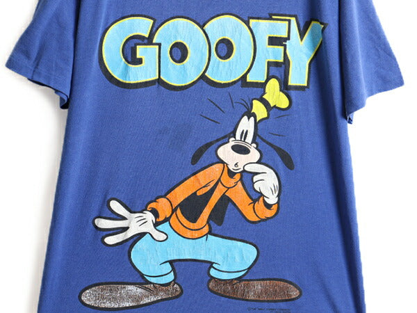 80s USA製 ■ ディズニー オフィシャル グーフィー プリント 半袖 Tシャツ ( L メンズ レディース M 程) 古着 80年代 キャラクター キャラT