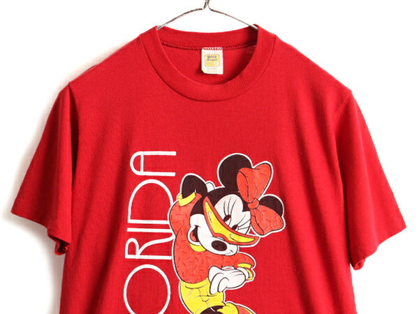 70s 80s USA製 ■ ディズニー オフィシャル ミニーマウス プリント 半袖 Tシャツ ( レディース M メンズ S ) 古着 キャラクター ビンテージ