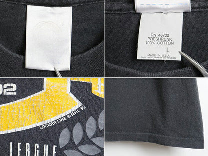 90s USA製 人気 黒 ■ NHL オフィシャル ペンギンズ プリント 半袖 Tシャツ ( メンズ L ) 古着 90年代 オールド プリントTシャツ ホッケー